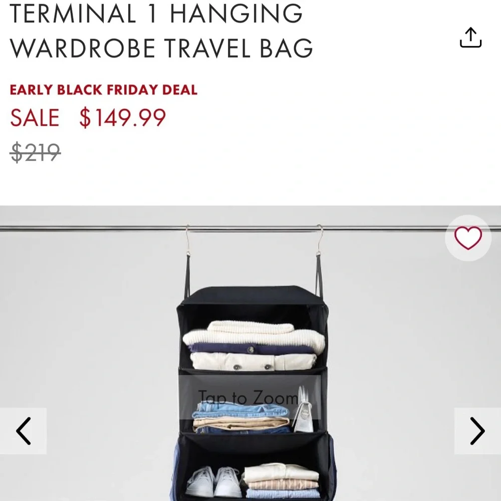 Mark & Graham TERMINAL 1 HANGING WARDROBE TRAVEL BAG navy blue, no monogram NEW